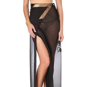 La Perla Silk Pareo Skirt Coverup Beachwear Black